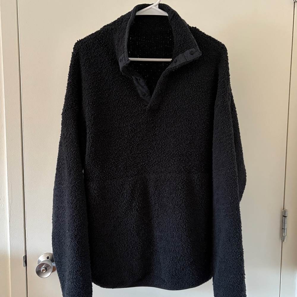 SKIMS Sweater Womens Small Black Fleece Sherpa Snap T Oversized Mock Neck